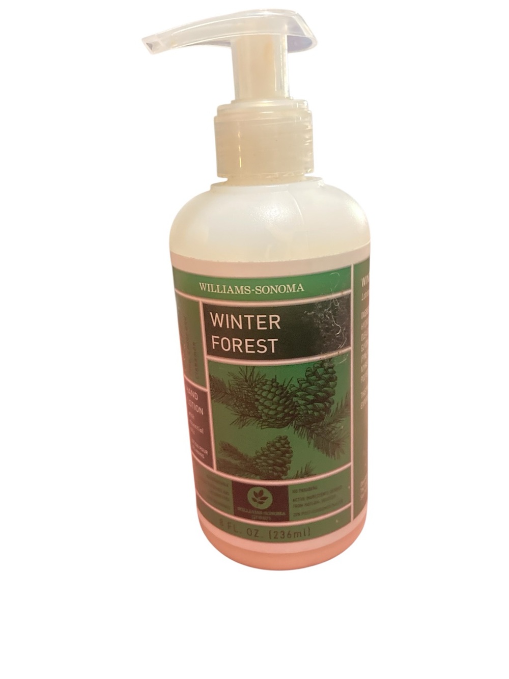Williams Sonoma WINTER FOREST Hand Lotion 8oz Essential Oils NEW Pump Bottle